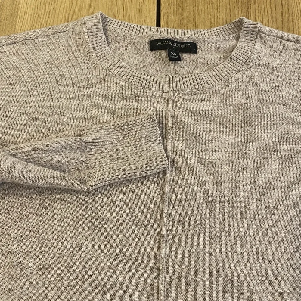 Banana Republic FLECK‎ BOATNECK PULLOVER SWEATER Heather Oatmeal Beige XS